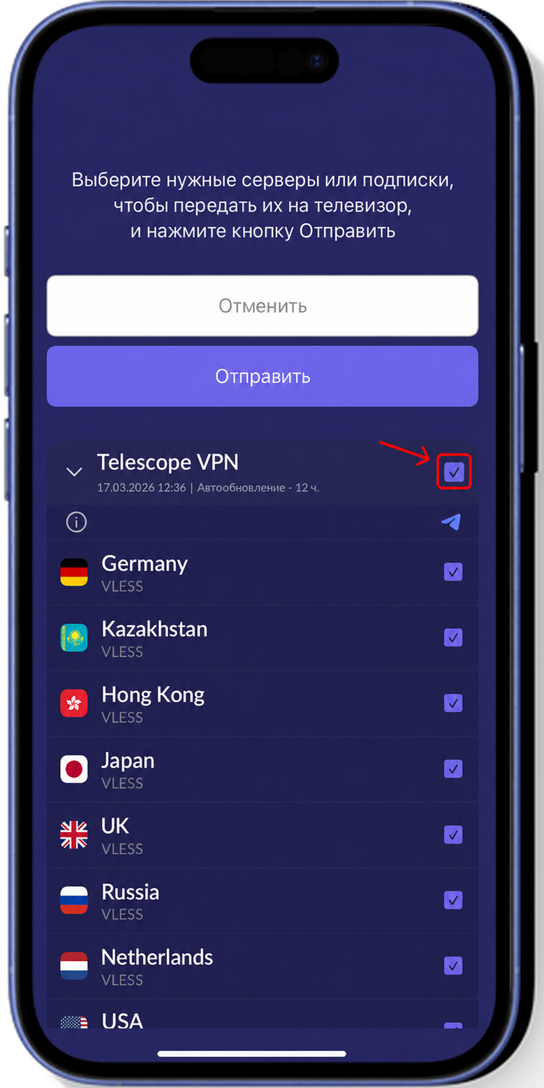Шаг 8: отправка серверов Telescope VPN