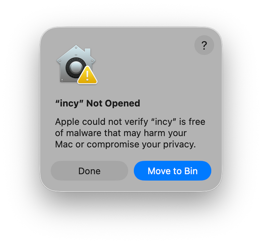 Шаг 2: системное предупреждение macOS